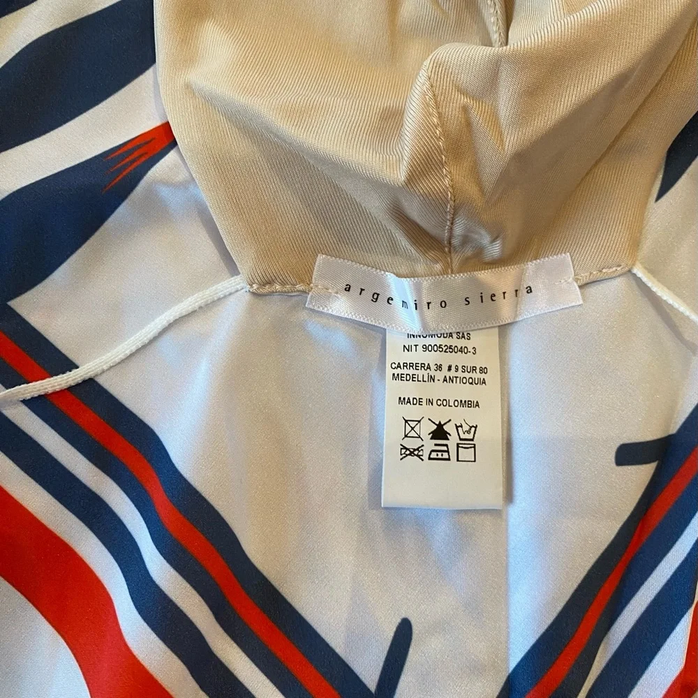 Argemiro Sierra Red, White & Blue Floral Print Face Mask Silky Bandana New